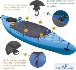 Explore Land Universal Kayak Cockpit Drape Waterproof Seal Cockpit Cover for Indoor and Outdoor