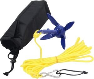  Fox Claw Kayak Anchor Kit Paddle Board Boat Anchor with 16.4ft Rope, Complete Folding Grapnel Anchor Kit for Small Boats, Kayaks, PWC, Jet Ski, Paddle Boards