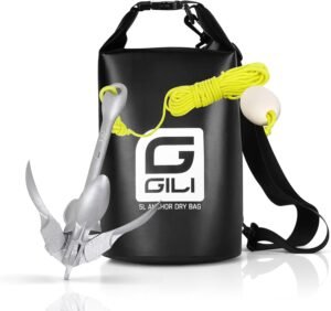  GILI Kayak Anchor Paddle Board Kit for Jet Ski Canoe SUP and Small Boats - 3.5 lb Folding with 40ft Rope and 5L Storage Bag