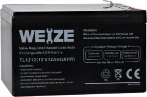  WEIZE 12 Volt 12 Ah Rechargeable Battery with F2 Terminals, Sealed Lead Acid (SLA) AGM Deep Cycle Battery Replaces BP12-12,GP12120,GS12V12AH,6-DW-12